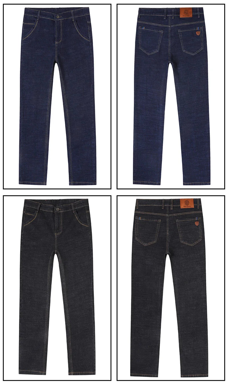 2024 Fashion Men Stretch Loose Straight Jeans Casual Elastic Slim Fit Denim Pants Male Brand Business Trousers Large size 38 40.
