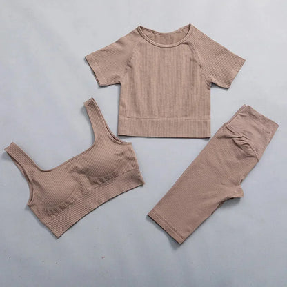 Women's Three-Piece Sportswear Set Yoga Fitness Leisure Sports Bra Pants Set Comfortable Breathable Gym Workout Outfit