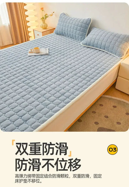 2024 New Class A Thickened Milk Fleece Mattress Winter Warm Fleece Bed Cover Student Dormitory Mat Quilt.