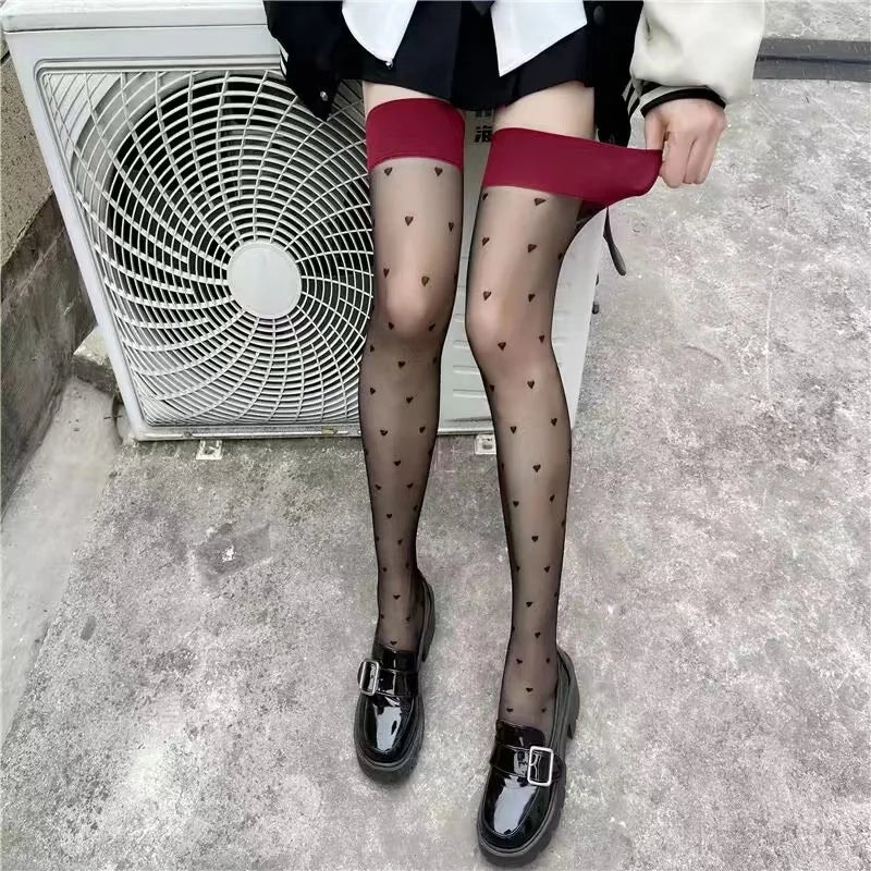 Women's Stockings Dot Printed Transparent Thigh High Stockings Lolita Cute Nylon Stockings for Girls Cosplay Fashion Long Socks.
