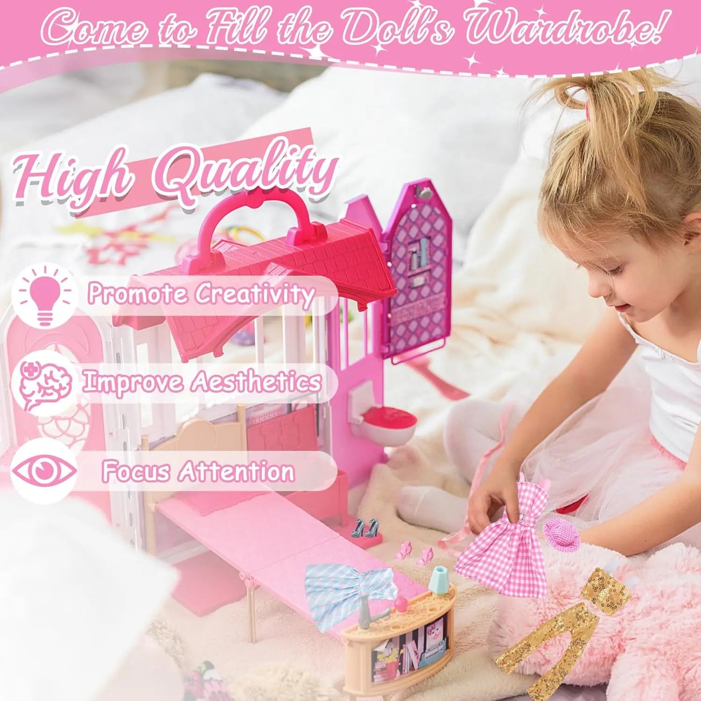 NEW 25 Style Doll Clothes Outfits Pink Winter Sweater Coat Dress Pant Costume Doll House Accessories Christmas Girls Gift.