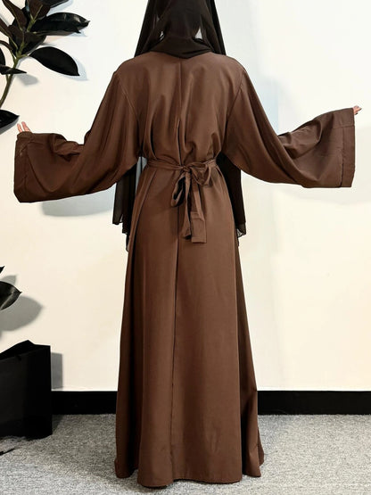 Muslim Abayas Women Kaftans Prayer Dress With Belt Full Sleeve Islamic Clothing Women Jilbabs Dubai Robe Ramadan Dresses.