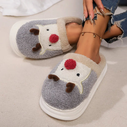 Smile PoP Cute Women Slippers Indoor Fuzzy Women House Slippers Classic Cartoon Casual Home Shoes Warm Bedroom  Animals Shoes.