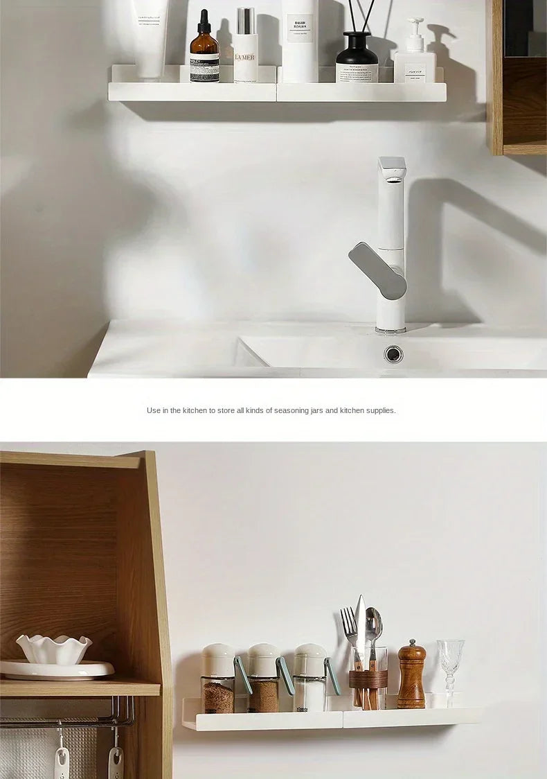 Badezimmerregal, Make-up-Aufbewahrung, Organizer, selbstklebende Regale ohne Bohren, Wand-Shampoo-Regal, Duschregal