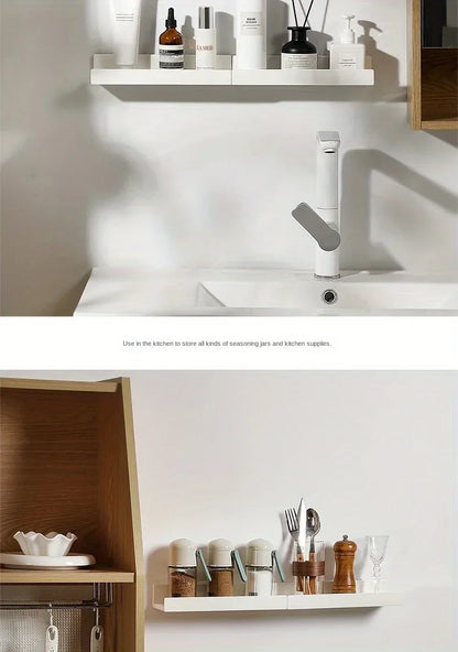 Badezimmerregal, Make-up-Aufbewahrung, Organizer, selbstklebende Regale ohne Bohren, Wand-Shampoo-Regal, Duschregal