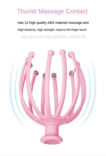 Head Massager Neck Massage Octopus Scalp Stress Relax 12 Antennae Massage Head Meridian Comb Point Pressing Head Artifact.