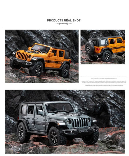 1:32 Jeep Wrangler Rubicon Off-road car Alloy Model Car Toy Diecasts Metal Casting Sound and Light Car Toys For Children Vehicle.