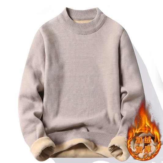 Knitwear Sweater New Autumn/Winter Mock Neck Sweatshirts Solid Color Pullovers Man Brand Casual Mens Clothing.
