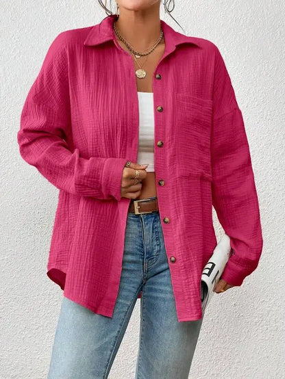 Summer 100% Cotton Women Shirts Casual Turn Down Collar Shirt Top Long Sleeve Top Office Lady Elegant Blouses for Women Blusas