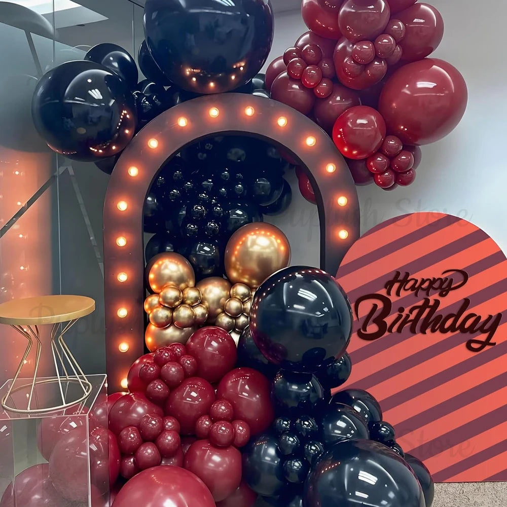 100 Stück dunkelburgunderrote Latexballons-Set, 5/10/12/18 Zoll dunkle weinrote Luftballons für Geburtstag, Weihnachten, Hochzeit, Party-Dekoration.