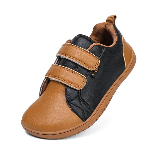 Boys Girls Barefoot Shoes Kids Wide Toe Minimalist Fashion Sneakers Lightweight Hook Loop Artificial Leather Walking Flats.