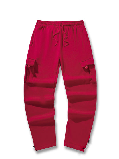 Mens Sweatpants Straight Fit Casual Pants Autumn Winter Men Running Jogger Sports Gym Trousers Solid Color Multi-pocket Pants.