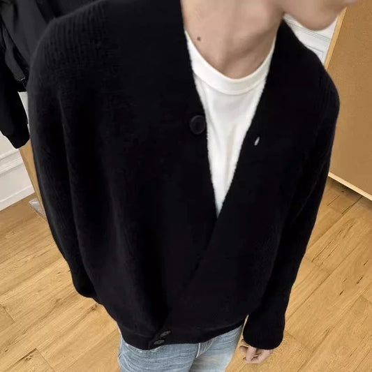 Irregular Button Turtleneck Sweater Men's Autumn and Winter Fashion Brand.