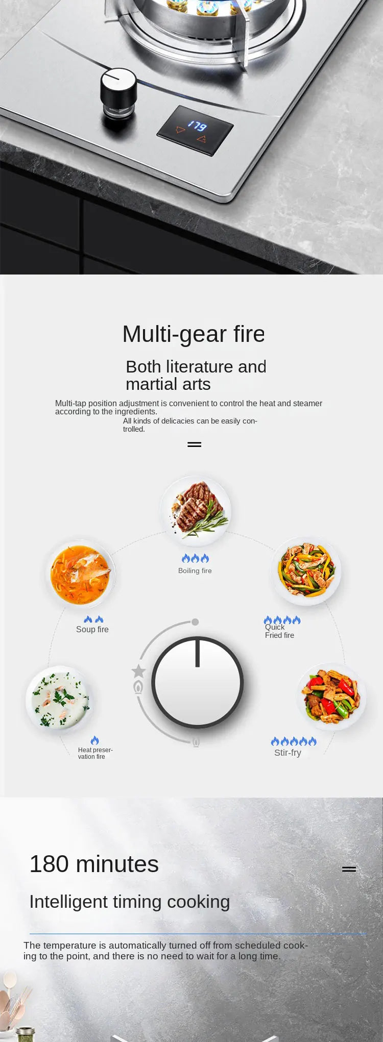 Gas Stove Single Stove Household Desktop Liquefied Gas Natural Gas Stove Embedded Stainless Steel Fierce Fire Stove Gas Cooker.