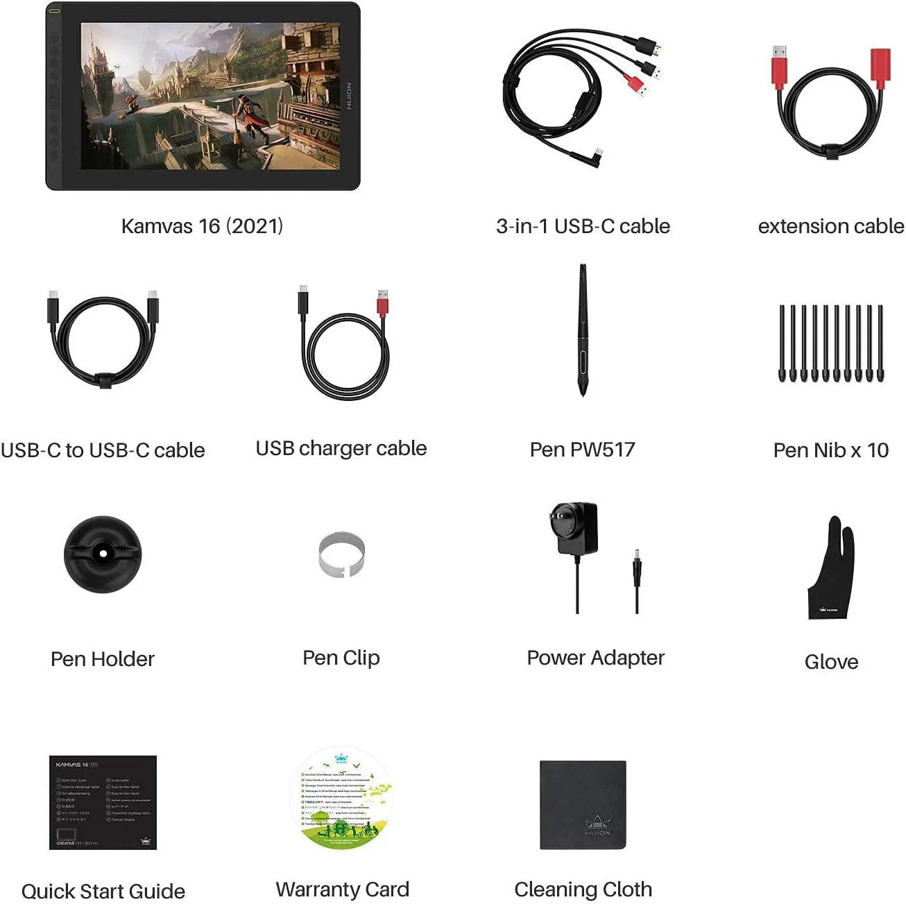 HUION Kamvas 16(2021) Graphics Drawing Monitor Battery-free Digital Pen Tablet For Windows/MAC And Android 120%s RGB.