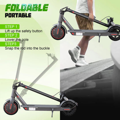 LP80 350W Electric Scooter with Dual Brake 8.5" Anti-skip Tire 25KM Max Range Smart App Electric Scooter 31KM/H 36V10.5A Battery.