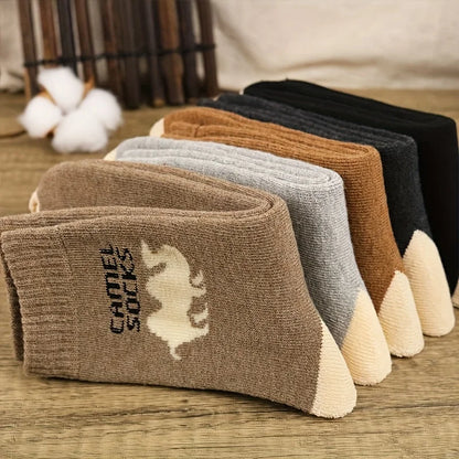 5 Pairs Winter Thicken Socks Men's High Quality Towel Keep Warm Sock Outdoor Sports Socks Snow Casual Antifreeze Mid-calf Socks.
