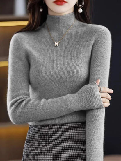 Solide Hälfte Rollkragen Stricken Pullover Frauen Herbst Winter Koreanische Langarm Pullover Mode Alle Spiel Dicke Warme Dünne Jumper Neue