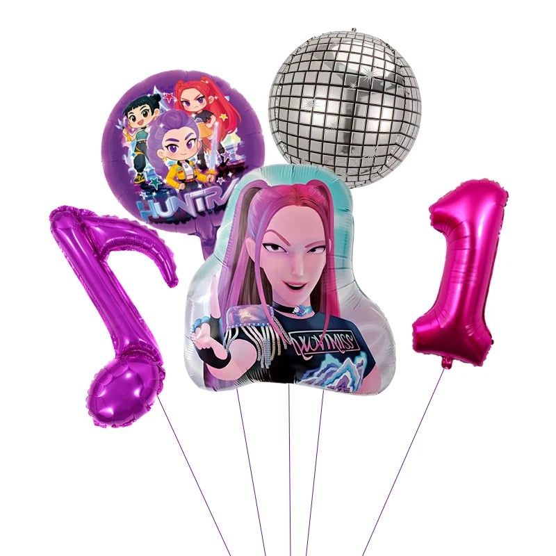 1 Set Kpop Dämonenjäger Thema Ballon Mädchen Alles Gute zum Geburtstag Party Dekoration Kinder Baby Dusche Geschenke Lieferungen.