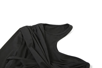 Autumn 2025 Long Sleeve Pullover New Fashion Sexy Spice Girls Crew Neck Single Rotator Sleeve Pleated Slim Bodysuit Women