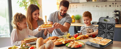 Aigostar Sandwich Maker XXL for 4 Sandwiches, 1400 W, Sandwich Toaster with Non-Stick Coating, Fast Heating, Temperature Control.