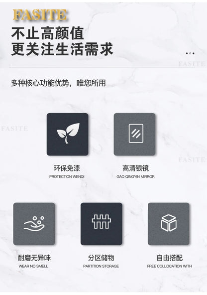 Leichter, luxuriöser Badezimmerschrank aus Steinplatten, integriertes Waschbecken, kombiniertes Waschbecken, WC-Waschbecken, nordischer einfacher Spiegelschrank