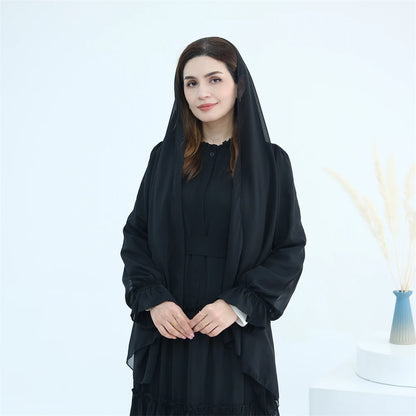 Ramadan Eid Chiffon Muslim Modest Khimar Abaya Set Dubai Turkey Islam Dress Abayas For Women Kebaya Kaftan Robe Femme Musulmane