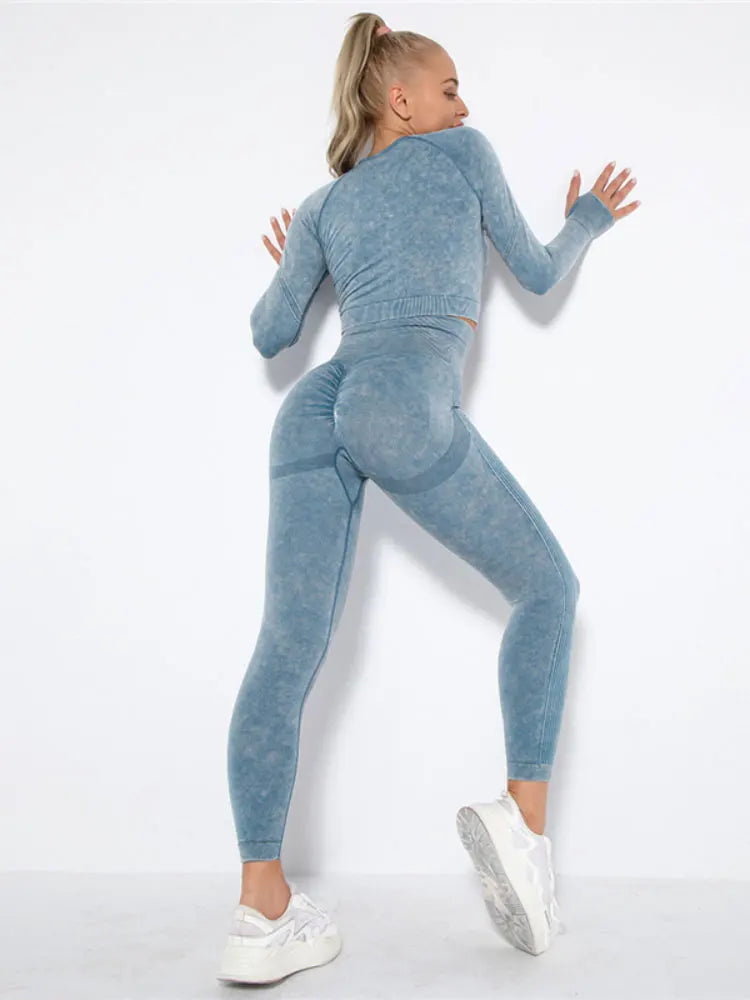 Seamless Yoga Set Gym Clothes Women's Sportswear Yoga Suits Women Fitness Set Tracksuits Sports Outfits Long Sleeve Gym Leggings