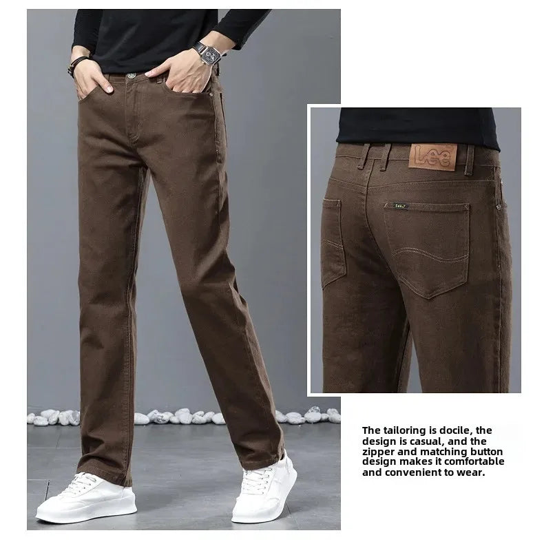 2024 herbst/Winter Neue männer Jeans Business Lose-Fit Gerade Bein Hohe Taille Baumwolle Casual Trendy hosen.