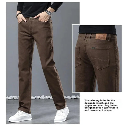 2024 herbst/Winter Neue männer Jeans Business Lose-Fit Gerade Bein Hohe Taille Baumwolle Casual Trendy hosen.