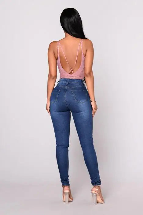 2025 New Women's  Jeans High Waist Push-Up Jeans High Stretch Stretch Mother Jeans Washed Denim Skinny Pencil Pants Women's.