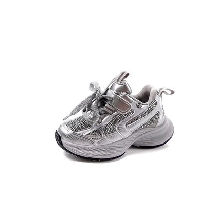Kids Casual Running Shoes with Rhinestones Boys Girls Sports Shoes Mesh Breathable 2024 New Children Sneakers Fashion Trendy.