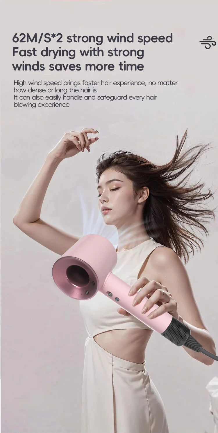 Negative ion hair dryer with high speed and no blades High power silent and quick drying Portable, suitable for home and travel.