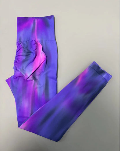 New Tie Dyed High Waist Gym Leggings Push Up Scrunch Seamless Thick Sports Pants Elastic Soft Yoga Workout Leggins Women.