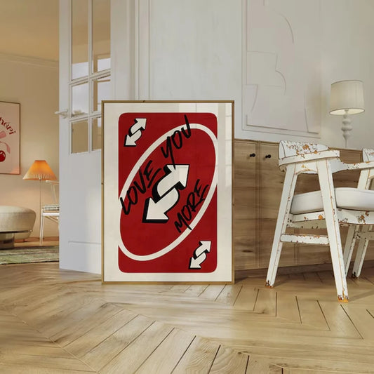 1PC Frameless Vintage Love You More Posters Print Canvas Painting Red Retro Wall Art for Home Bedroom Valentine's Day Decoration.