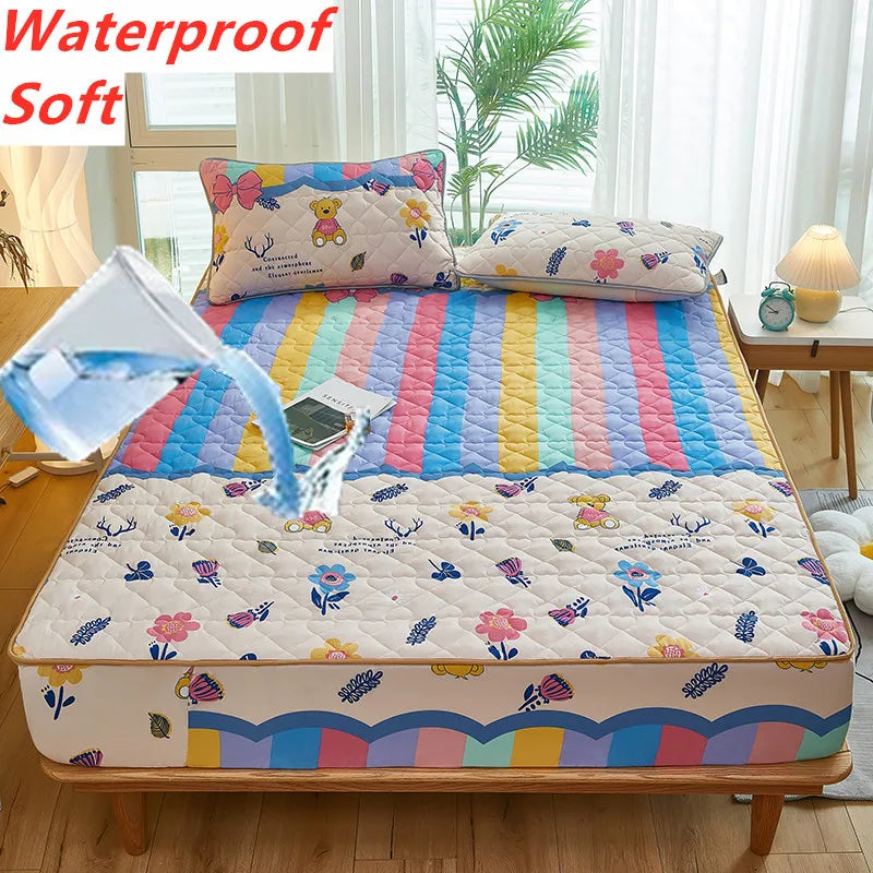 Printed Bedspread Bed 90/120/150/180cm Cover Thicken Bed Linen Sheets fundas de colchón Non-slip Mattress Covers (No Pillowcase).