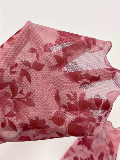 Summer Women's Y2k Floral Printed Sweet V-Neck T-shirts Mesh Beach Party Dress Top Flare Sleeve Square Collar Lace Up Shirt 2025.