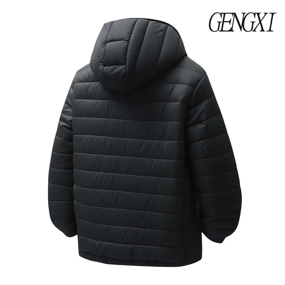 New Winter Fleece-Lined Thickened Cotton Coat Business-Casual Windproof Warm Lightweight Fashionable Hooded Jacket Sports Jacket.