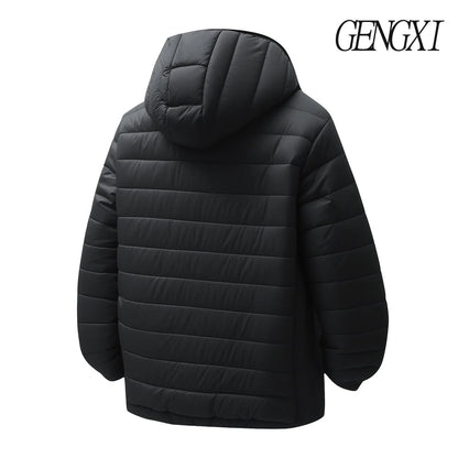 New Winter Fleece-Lined Thickened Cotton Coat Business-Casual Windproof Warm Lightweight Fashionable Hooded Jacket Sports Jacket.