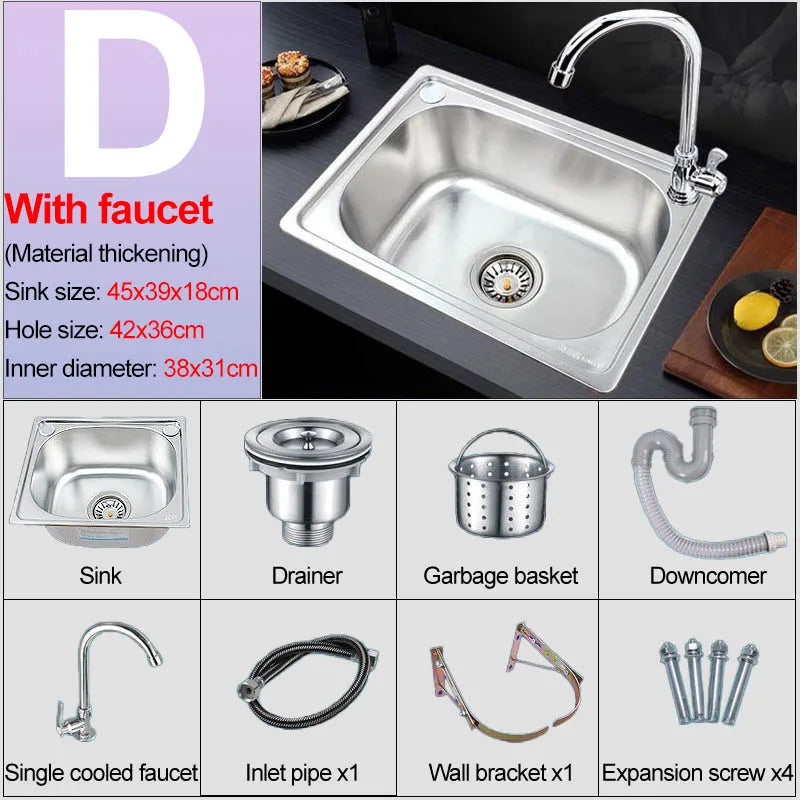 Verdickter Einzelschlitz aus Edelstahl 304 mit Halterung zum Aufhängen an der Wand, Waschbecken, Balkonbecken, Küchenwaschbecken, Waschbecken