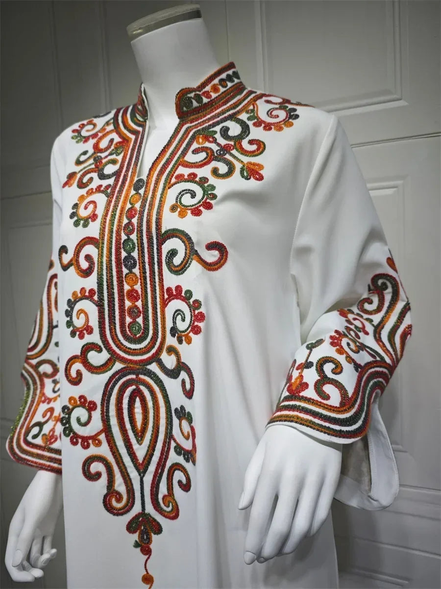 Ramadan Muslimische Damen bestickte lose Abaya-Kleider für Frauen Gala Marokko Dubai Eleganter lässiger Kaftan