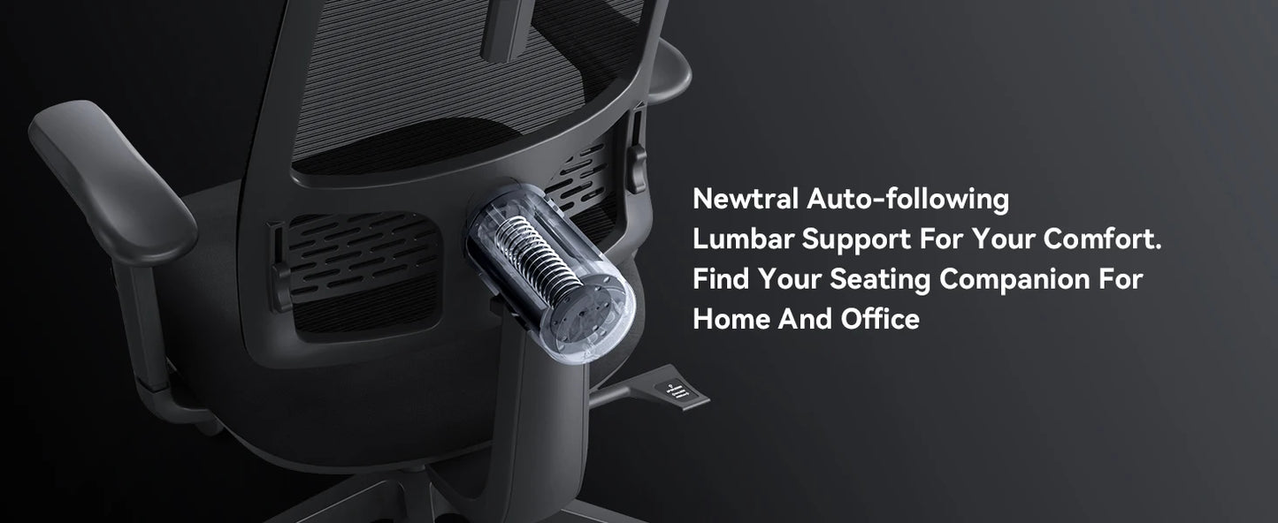 NEWTRAL MagicH-BP Ergonomischer Bürostuhl mit Fußstütze und Lordosenstütze, 4D Armlehne, Rückenlehne und Verstellbarem Kopfsitz, Schreibtischstuhl aus Mesh für Büro