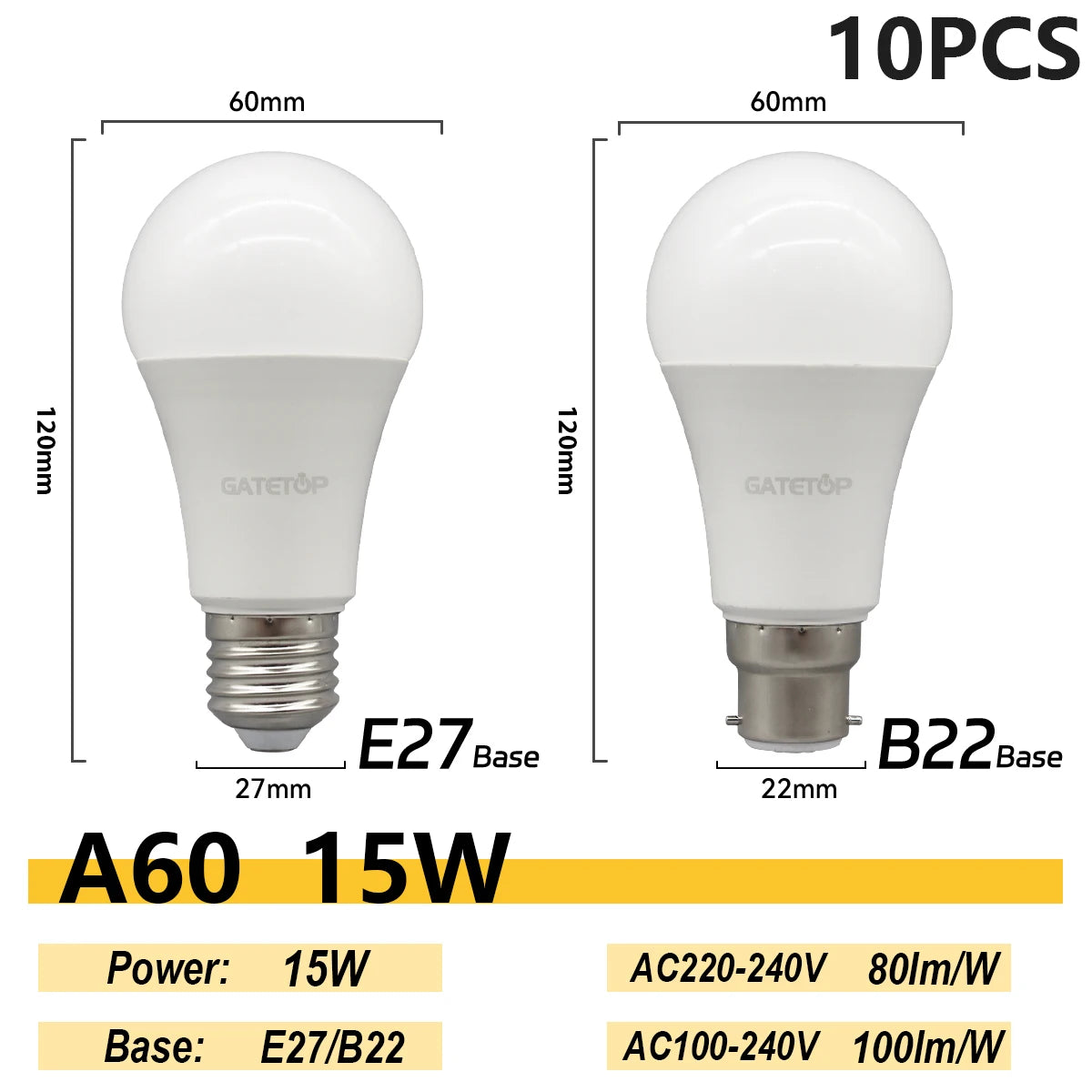 1/10PCS Energiesparlampe E27 B22 Lampen A60 A80 AC220V 230V 110V LED-Licht 20W 18W 24W für Home Derection Wohnzimmerbeleuchtung
