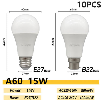 1/10PCS Energiesparlampe E27 B22 Lampen A60 A80 AC220V 230V 110V LED-Licht 20W 18W 24W für Home Derection Wohnzimmerbeleuchtung