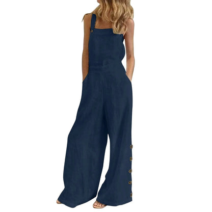 Evening Dresses Outfits Women'S Sleeveless Overalls Jumpsuit Casual Solid Summer Wide Leg Bib Pants Vestidos Verano Moda 2025.
