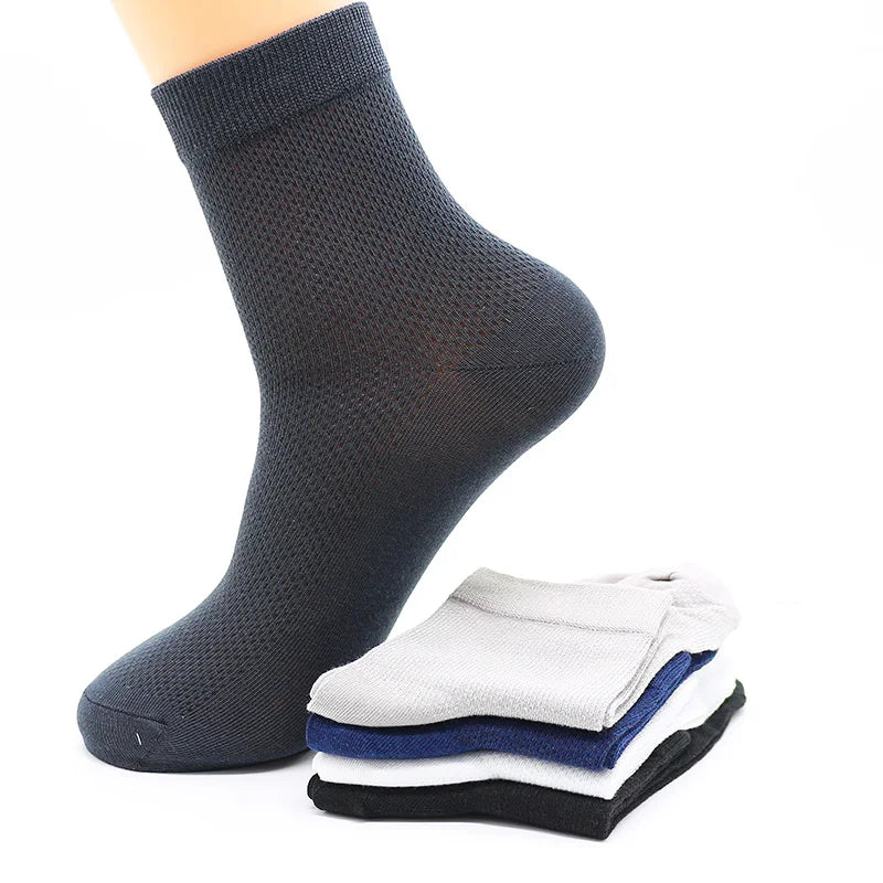 10 Pair Men's Summer Mesh Bamboo Fiber Socks Fashionable Breathable Business Socks Suitable For Sweaty Feet Casual Socks.