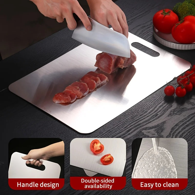 316 Stainless Steel Panel and Chopping Board Kitchen Household Thickened Double Sided Cutting Board Block Kneading Dough Board.