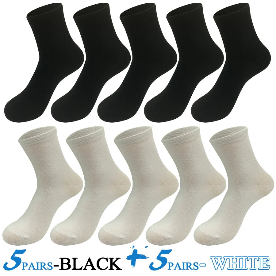 5 Pairs/Lot Socks Men Cotton Dress Wedding Black Grey White Brand Fashion Meias Male Breathable Casual Long Sock Gift 2024 New