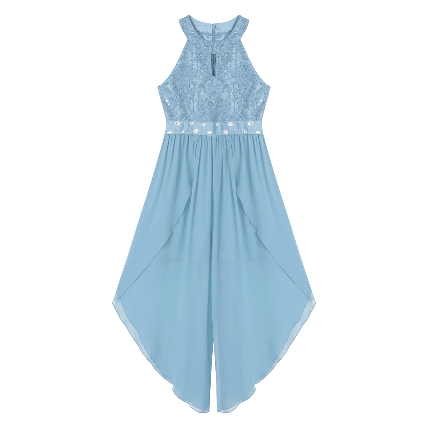 Sommer Mädchen Ärmellosen Chiffon Maxi Kleid Shiny Perlen Spitze Gebaut-in Shorts Party Kleid für Hochzeit Geburtstag Dance Leistung.