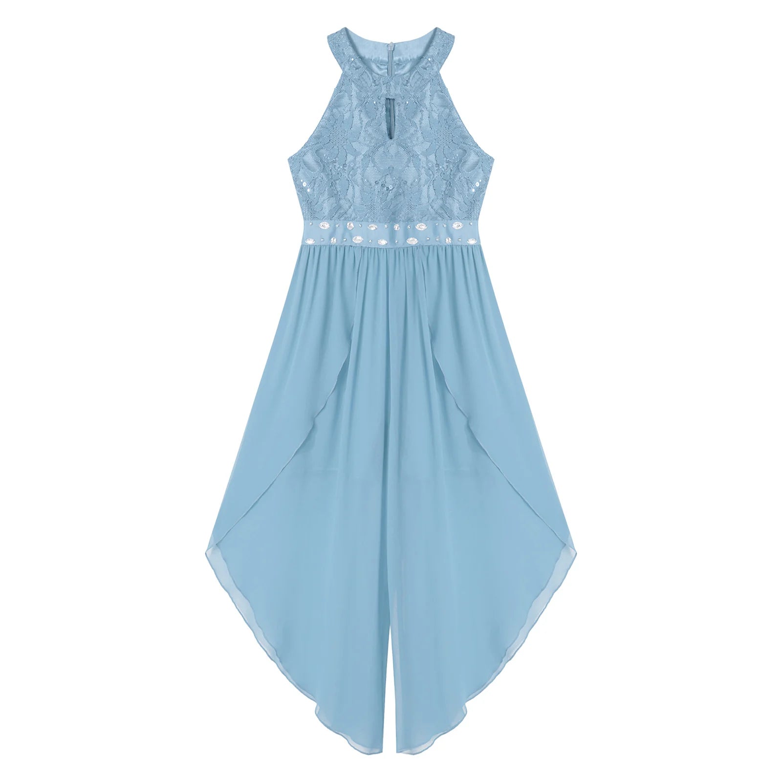 Sommer Mädchen Ärmellosen Chiffon Maxi Kleid Shiny Perlen Spitze Gebaut-in Shorts Party Kleid für Hochzeit Geburtstag Dance Leistung.